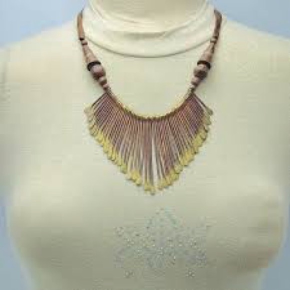 Vintage Large Egyptian Brass Rare Tribal Purple and Gold Necklace - Picture 6 of 9